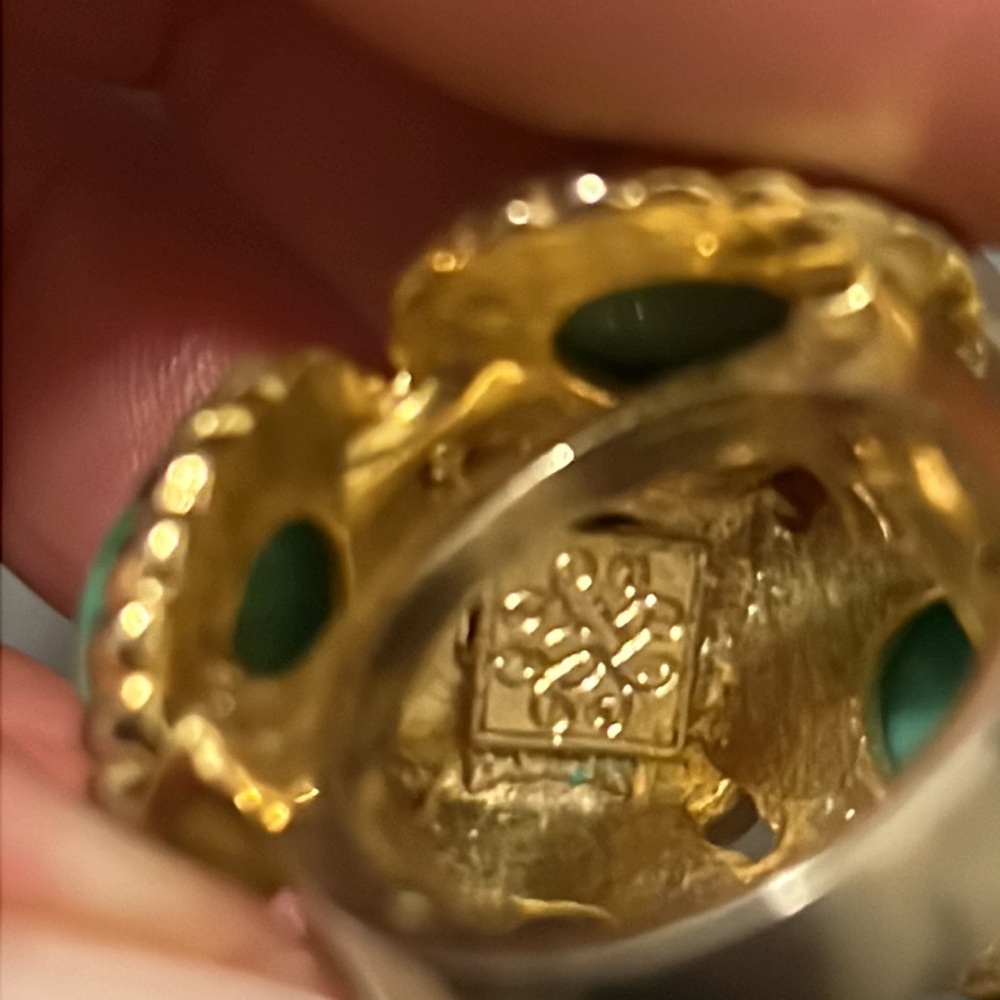 Tori Spelling jewelry collection . Faux Malachite gold statement ring - Picture 3 of 4